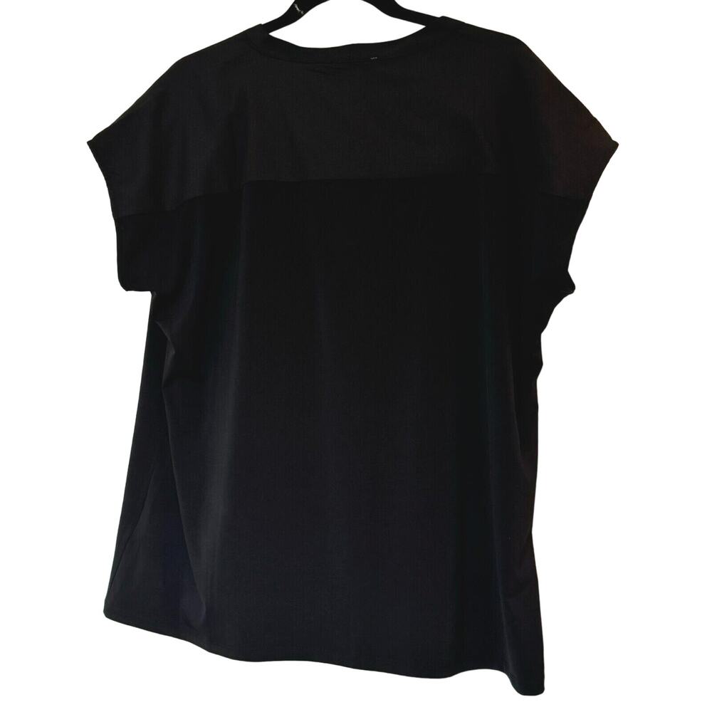 CARMEN MARC VALVO NWT XL Black Short Sleeve Tunic Top Gold Buttons Chest Pockets - Picture 2 of 7